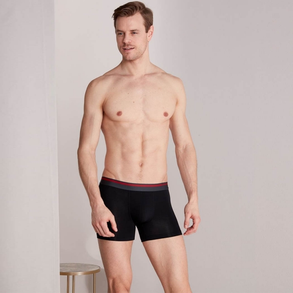 Palmers Authentic Modal Men's Boxer Shorts Grey-Black